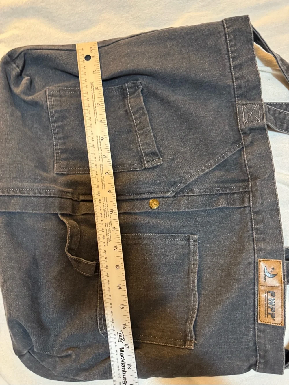 FWPP Denim Hobo Shoulder Bag Gray Charcoal Jeans Style Utility Tote